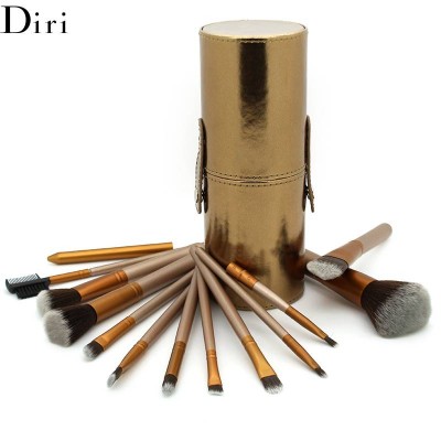 Gold luxury 11pcs professional cup holder makeup brush set