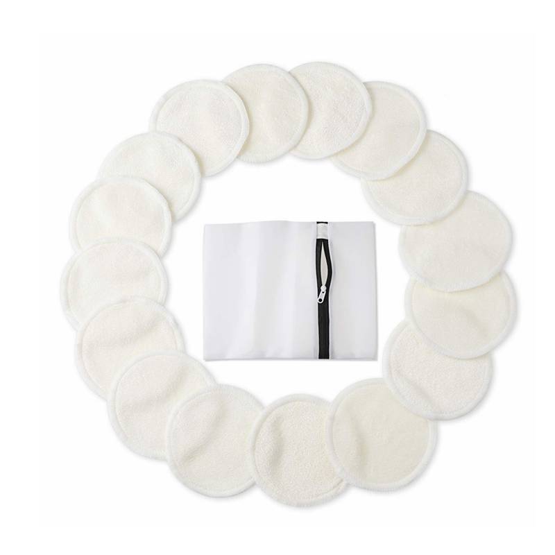 Reusable Organic Bamboo Cotton Pads Rounds Washable Facial Cleansing Cloths For Makeup Remove