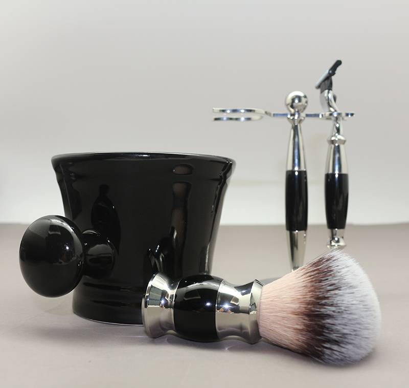 Wholesale Double Edge Safety Straight Razor Soap Bowl Mustache Shaving Beard Brush Stand Beard Grooming Set And Trimming Kit