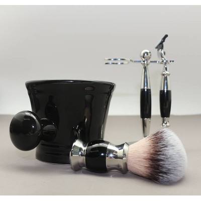 Wholesale Double Edge Safety Straight Razor Soap Bowl Mustache Shaving Beard Brush Stand Beard Grooming Set And Trimming Kit